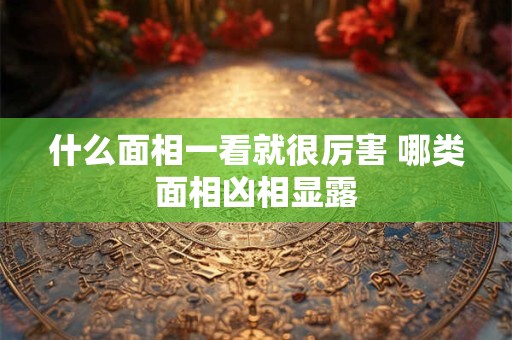 什么面相一看就很厉害 哪类面相凶相显露