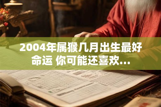 2004年属猴几月出生最好命运 你可能还喜欢…