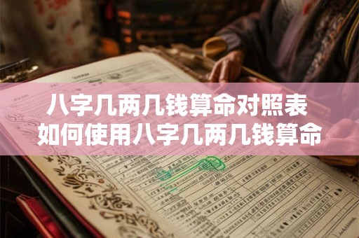 八字几两几钱算命对照表 如何使用八字几两几钱算命对照表