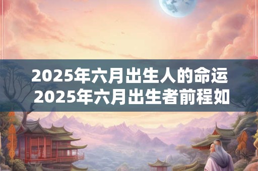 2025年六月出生人的命运 2025年六月出生者前程如何