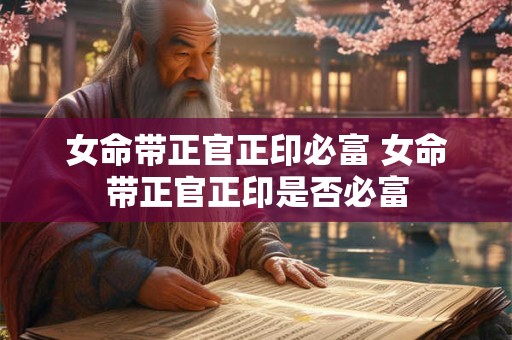女命带正官正印必富 女命带正官正印是否必富
