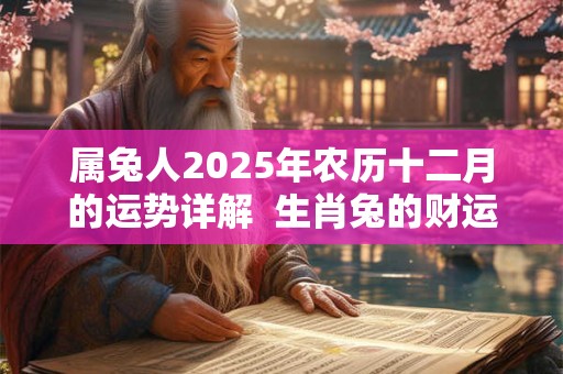 属兔人2025年农历十二月的运势详解 生肖兔的财运情况 属兔人2025年农历十二月的运势详解 生肖兔的财运情况