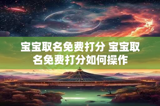 宝宝取名免费打分 宝宝取名免费打分如何操作