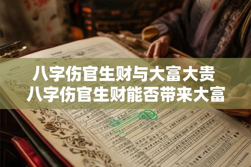 八字伤官生财与大富大贵 八字伤官生财能否带来大富大贵
