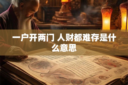 一户开两门 人财都难存是什么意思