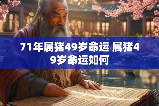 71年属猪49岁命运 属猪49岁命运如何