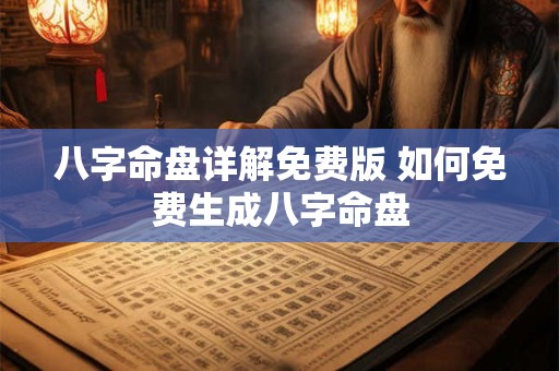 八字命盘详解免费版 如何免费生成八字命盘