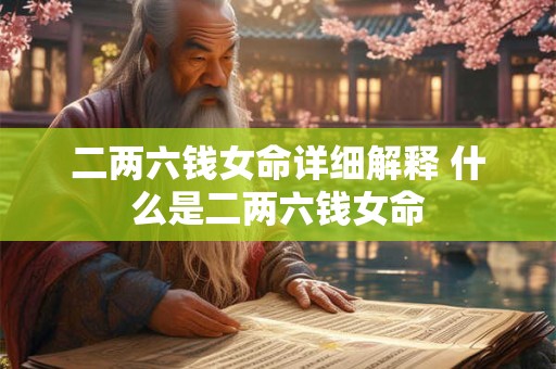 二两六钱女命详细解释 什么是二两六钱女命