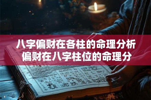 八字偏财在各柱的命理分析 偏财在八字柱位的命理分析