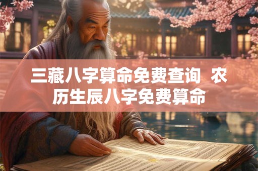三藏八字算命免费查询  农历生辰八字免费算命