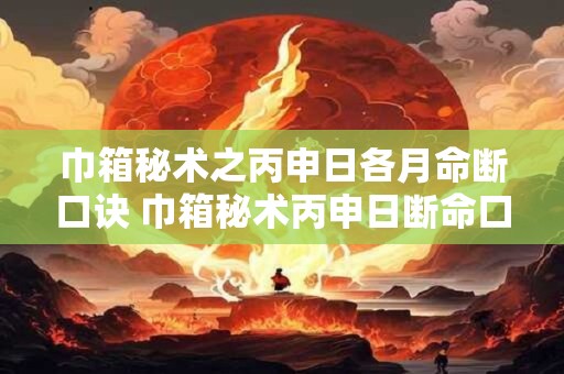 巾箱秘术之丙申日各月命断口诀 巾箱秘术丙申日断命口诀