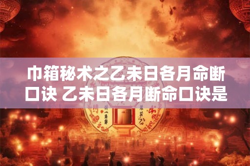 巾箱秘术之乙未日各月命断口诀 乙未日各月断命口诀是什么