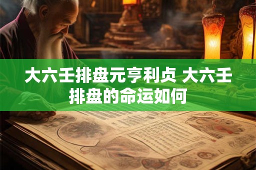 大六壬排盘元亨利贞 大六壬排盘的命运如何
