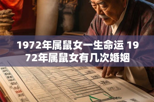 1972年属鼠女一生命运 1972年属鼠女有几次婚姻