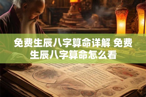 免费生辰八字算命详解 免费生辰八字算命怎么看