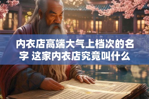 内衣店高端大气上档次的名字 这家内衣店究竟叫什么名字