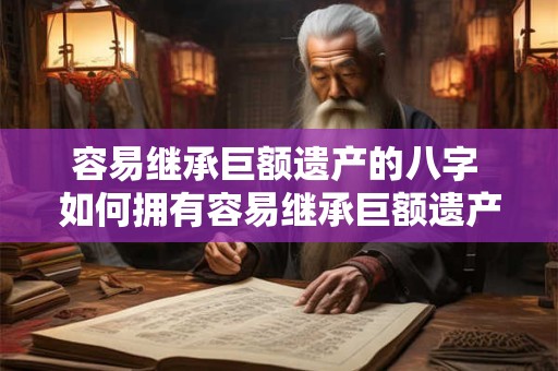 容易继承巨额遗产的八字 如何拥有容易继承巨额遗产的八字