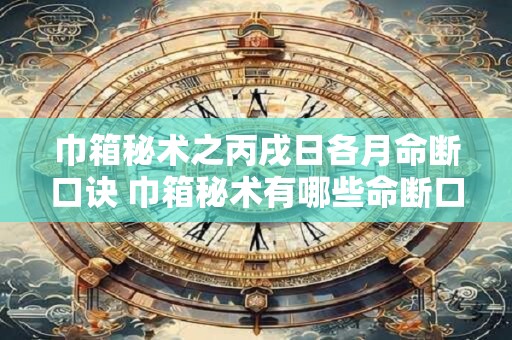 巾箱秘术之丙戌日各月命断口诀 巾箱秘术有哪些命断口诀