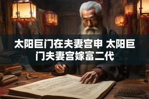太阳巨门在夫妻宫申 太阳巨门夫妻宫嫁富二代