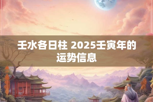 壬水各日柱 2025壬寅年的运势信息