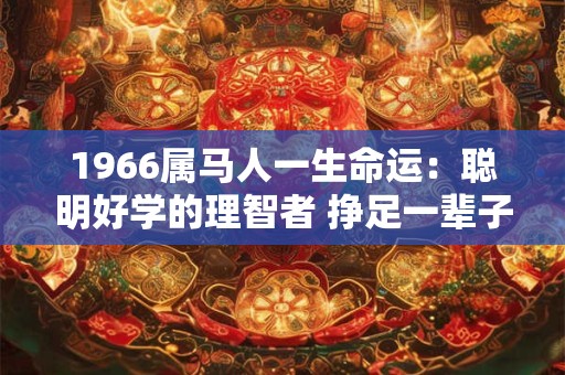 1966属马人一生命运：聪明好学的理智者 挣足一辈子的钱