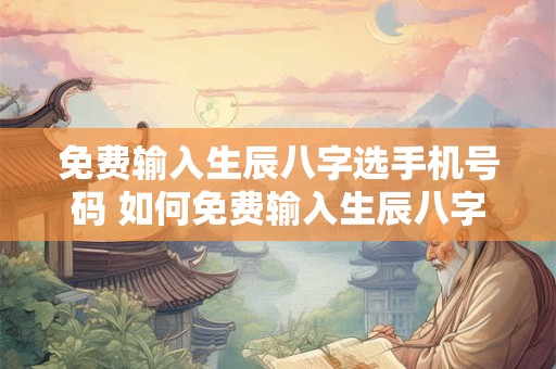 免费输入生辰八字选手机号码 如何免费输入生辰八字选手机号码