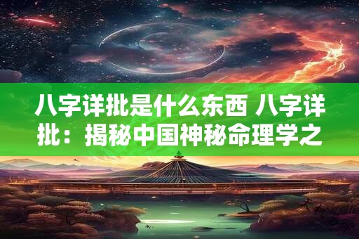 八字详批是什么东西 八字详批：揭秘中国神秘命理学之玄机