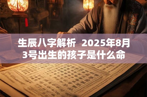 生辰八字解析  2025年8月3号出生的孩子是什么命