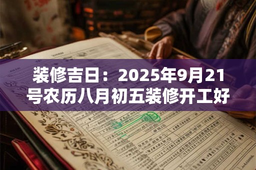 装修吉日：2025年9月21号农历八月初五装修开工好吗