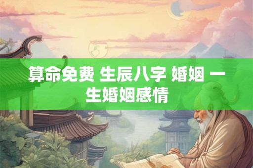 算命免费 生辰八字 婚姻 一生婚姻感情