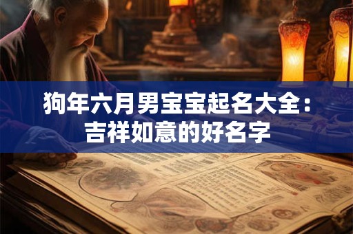 狗年六月男宝宝起名大全：吉祥如意的好名字