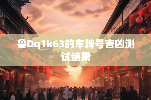 鲁Dq1k63的车牌号吉凶测试结果