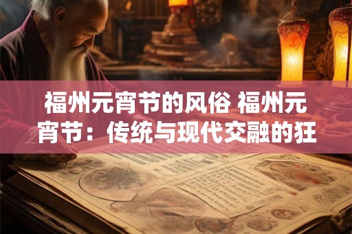 福州元宵节的风俗 福州元宵节：传统与现代交融的狂欢盛宴