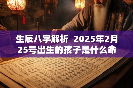 生辰八字解析  2025年2月25号出生的孩子是什么命
