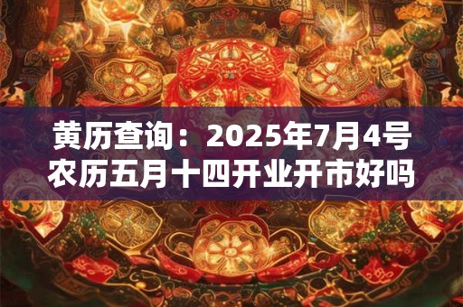 黄历查询：2025年7月4号农历五月十四开业开市好吗