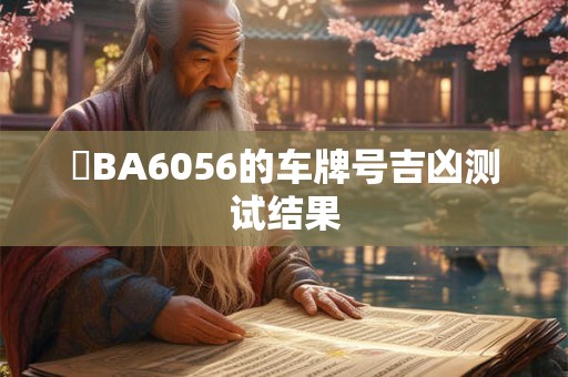 魯BA6056的车牌号吉凶测试结果 魯BA6056的车牌号吉凶测试结果
