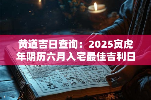 黄道吉日查询：2025寅虎年阴历六月入宅最佳吉利日子