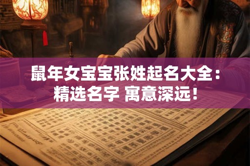 鼠年女宝宝张姓起名大全：精选名字 寓意深远！