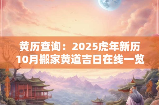 黄历查询：2025虎年新历10月搬家黄道吉日在线一览