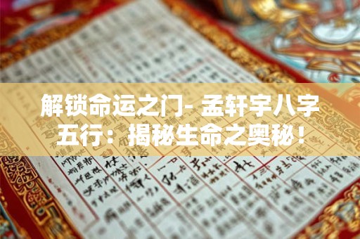 解锁命运之门- 孟轩宇八字五行：揭秘生命之奥秘！