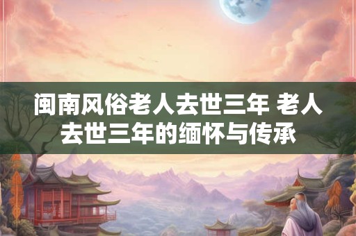 闽南风俗老人去世三年 老人去世三年的缅怀与传承