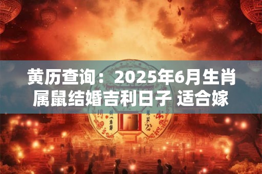 黄历查询：2025年6月生肖属鼠结婚吉利日子 适合嫁娶的吉日