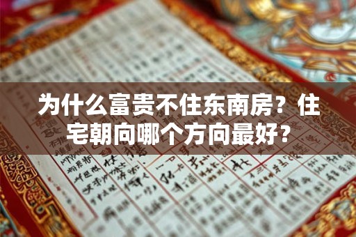 为什么富贵不住东南房?住宅朝向哪个方向最好? 为什么富贵不住东南房?住宅朝向哪个方向最好?