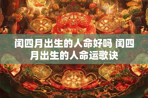闰四月出生的人命好吗 闰四月出生的人命运歌诀