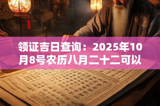领证吉日查询：2025年10月8号农历八月二十二可以领证吗