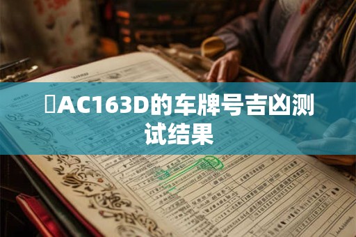 魯AC163D的车牌号吉凶测试结果