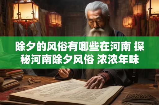 除夕的风俗有哪些在河南 探秘河南除夕风俗 浓浓年味不言中