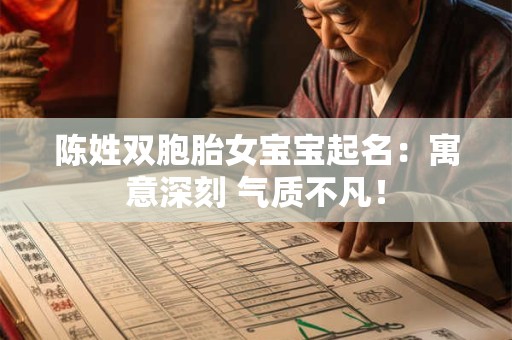 陈姓双胞胎女宝宝起名：寓意深刻 气质不凡！