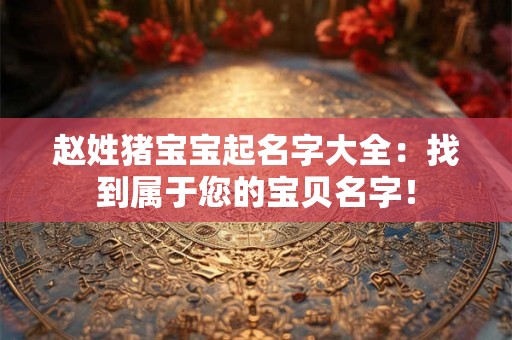 赵姓猪宝宝起名字大全：找到属于您的宝贝名字！