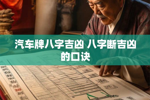 汽车牌八字吉凶 八字断吉凶的口诀